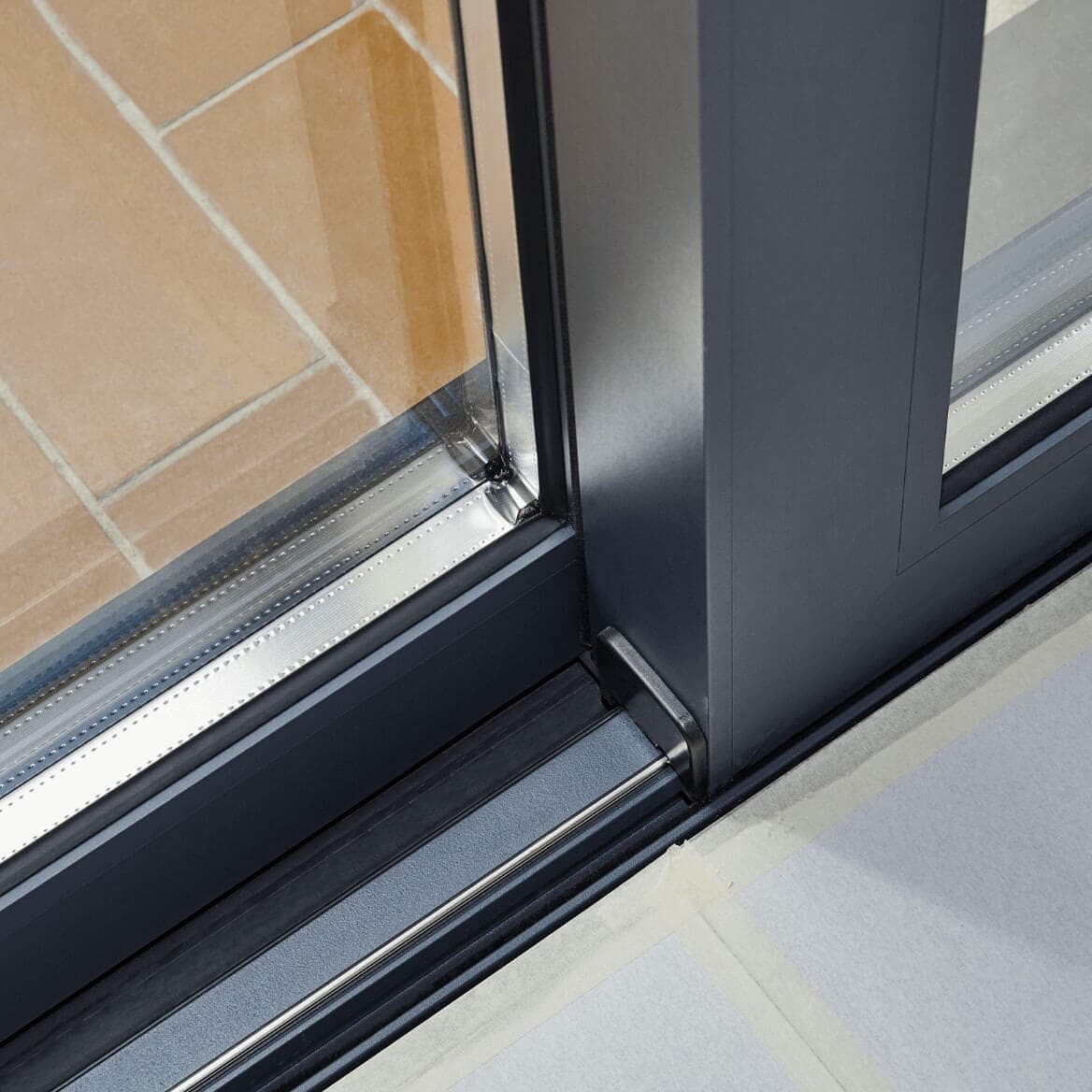 Sliding glass door detail and rail